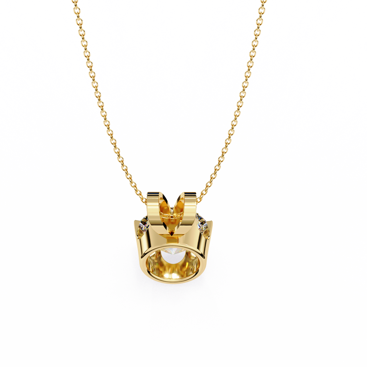 2.10 CT Round Lab-Grown Diamond Heart Bail Solitaire Pendant Necklace in 14K Gold & Platinum
