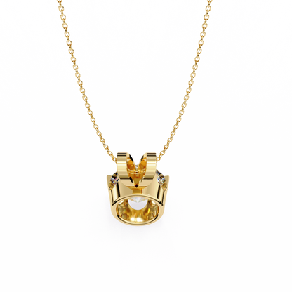 2.10 CT Round Lab-Grown Diamond Heart Bail Solitaire Pendant Necklace in 14K Gold & Platinum