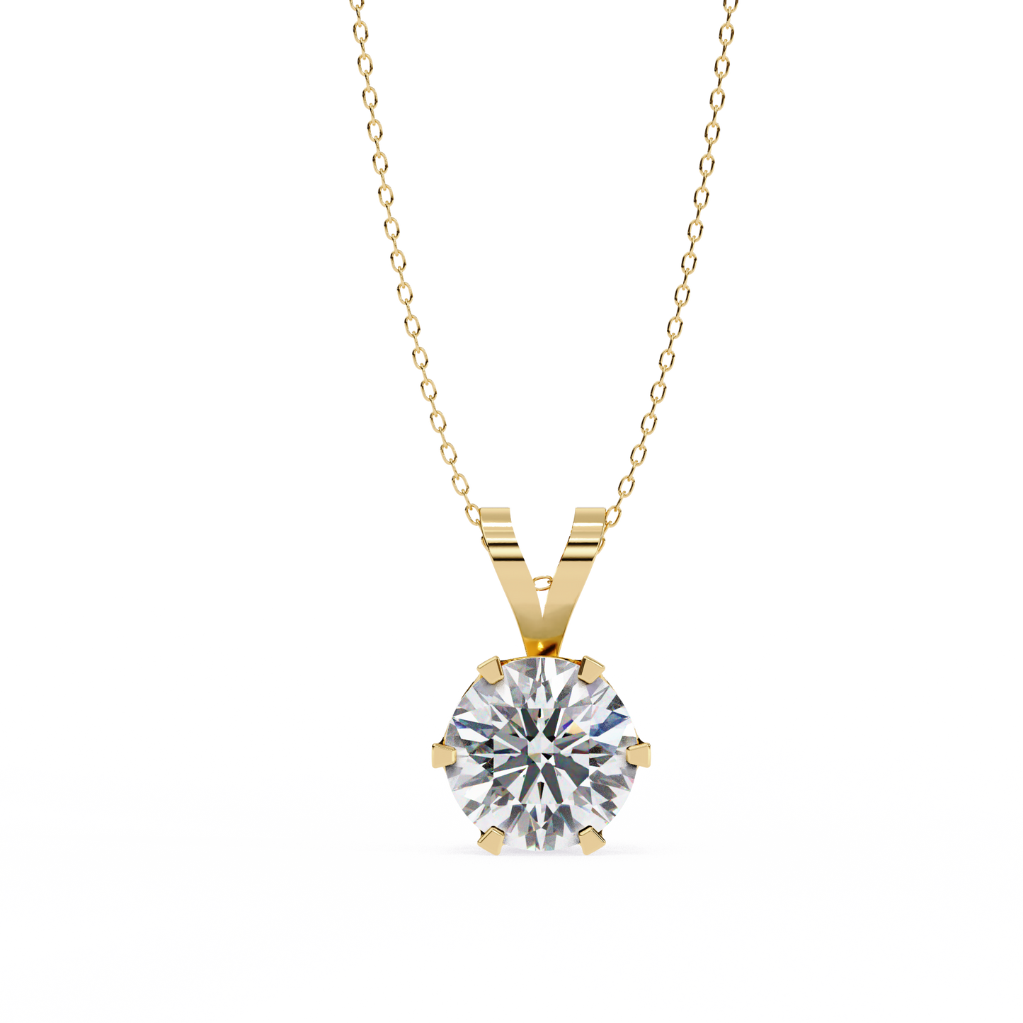 2.10 CT Round Lab-Grown Diamond Heart Bail Solitaire Pendant Necklace in 14K Gold & Platinum