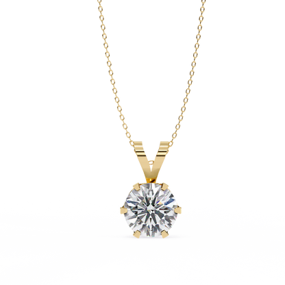 2.10 CT Round Lab-Grown Diamond Heart Bail Solitaire Pendant Necklace in 14K Gold & Platinum