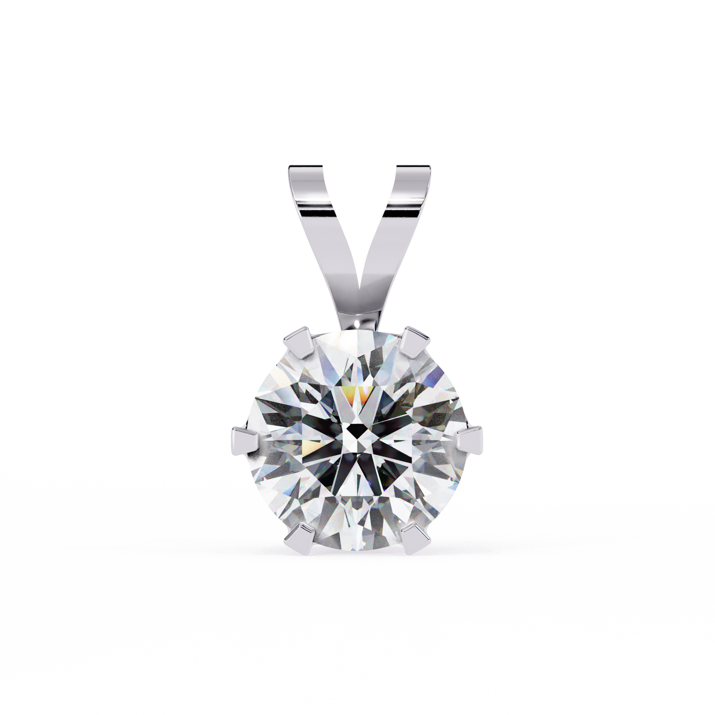 2.10 CT Round Lab-Grown Diamond Heart Bail Solitaire Pendant Necklace in 14K Gold & Platinum