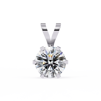2.10 CT Round Lab-Grown Diamond Heart Bail Solitaire Pendant Necklace in 14K Gold & Platinum