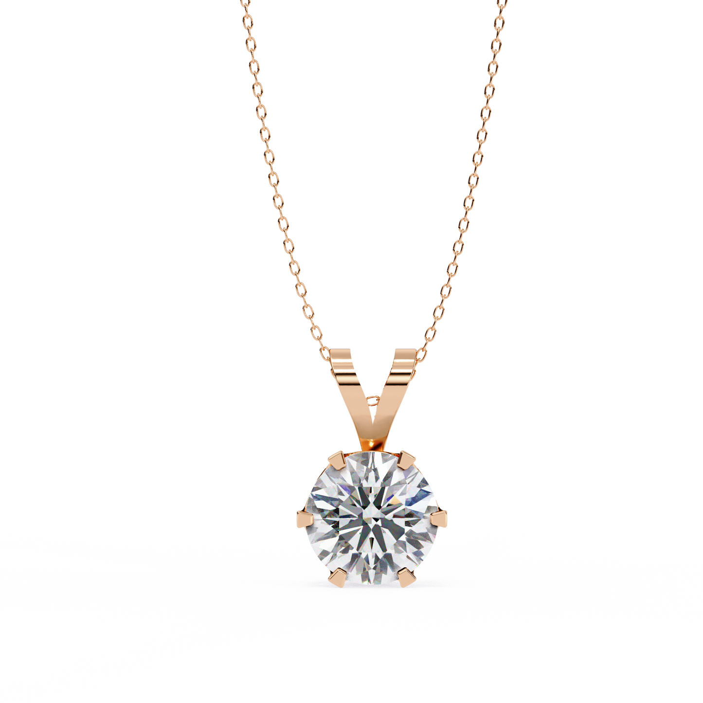 2.10 CT Round Lab-Grown Diamond Heart Bail Solitaire Pendant Necklace in 14K Gold & Platinum