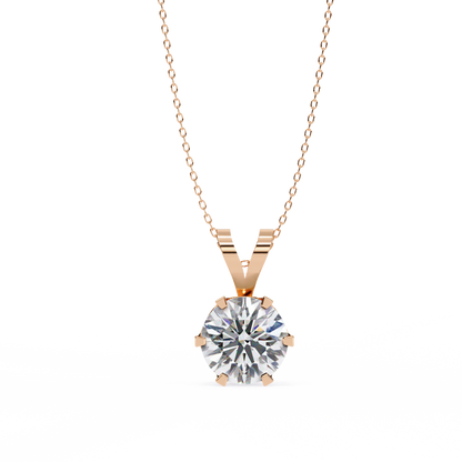 2.10 CT Round Lab-Grown Diamond Heart Bail Solitaire Pendant Necklace in 14K Gold & Platinum
