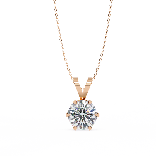 2.10 CT Round Lab-Grown Diamond Heart Bail Solitaire Pendant Necklace in 14K Gold & Platinum