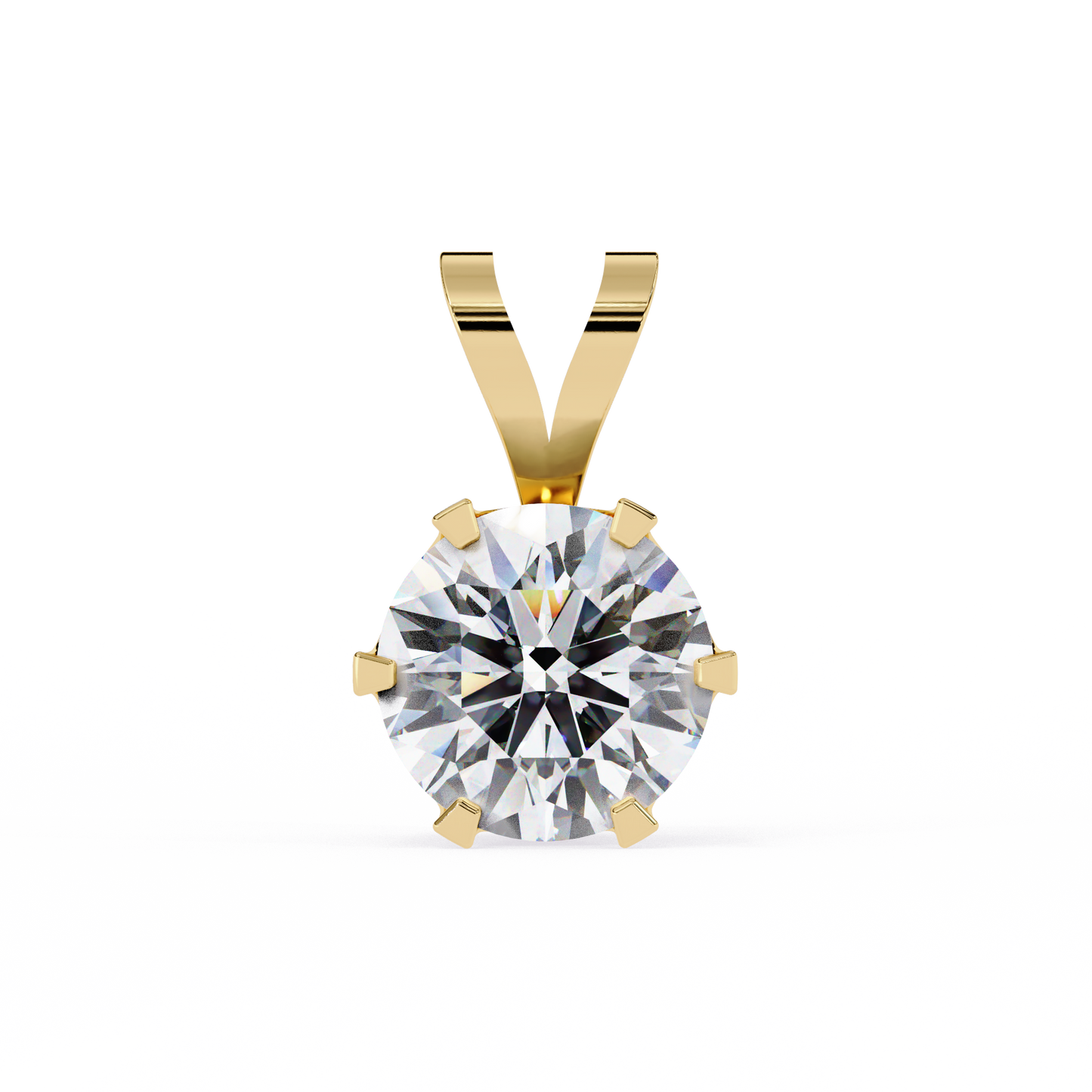 2.10 CT Round Lab-Grown Diamond Heart Bail Solitaire Pendant Necklace in 14K Gold & Platinum