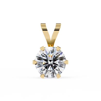 2.10 CT Round Lab-Grown Diamond Heart Bail Solitaire Pendant Necklace in 14K Gold & Platinum