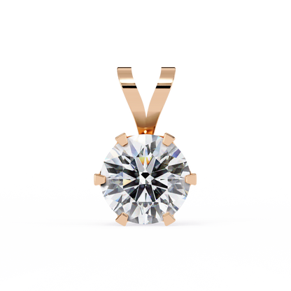 2.10 CT Round Lab-Grown Diamond Heart Bail Solitaire Pendant Necklace in 14K Gold & Platinum