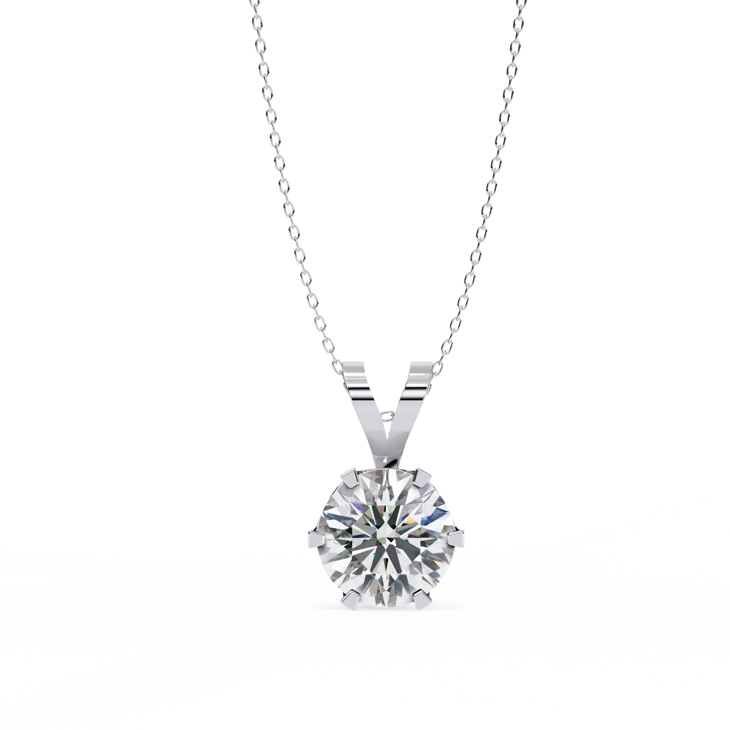 2.10 CT Round Lab-Grown Diamond Heart Bail Solitaire Pendant Necklace in 14K Gold & Platinum