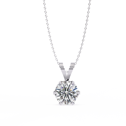 2.10 CT Round Lab-Grown Diamond Heart Bail Solitaire Pendant Necklace in 14K Gold & Platinum