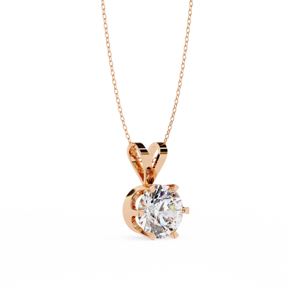 2.10 CT Round Lab-Grown Diamond Heart Bail Solitaire Pendant Necklace in 14K Gold & Platinum