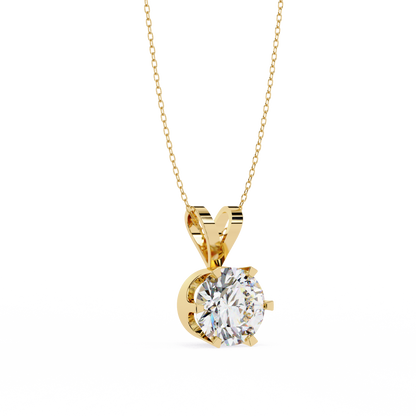 2.10 CT Round Lab-Grown Diamond Heart Bail Solitaire Pendant Necklace in 14K Gold & Platinum