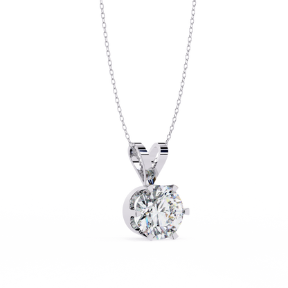 2.10 CT Round Lab-Grown Diamond Heart Bail Solitaire Pendant Necklace in 14K Gold & Platinum