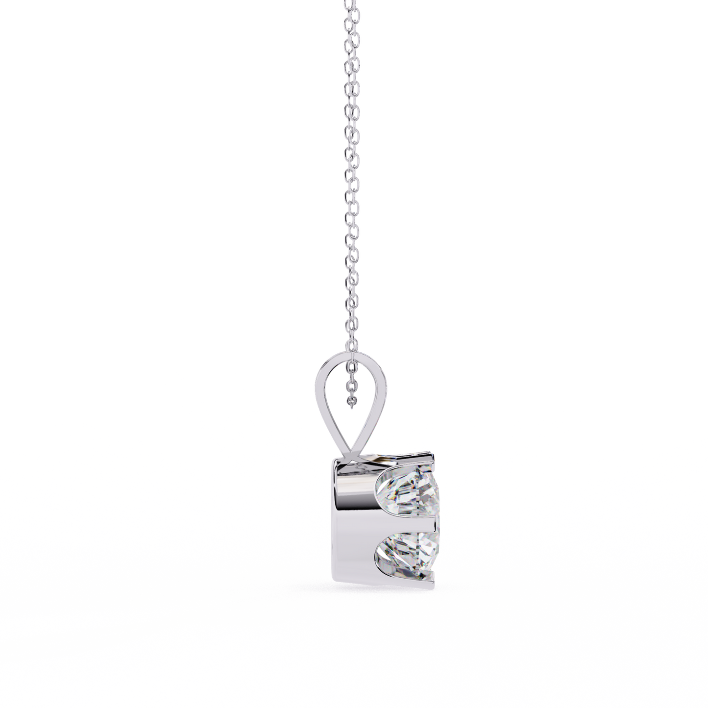 2.10 CT Round Lab-Grown Diamond Heart Bail Solitaire Pendant Necklace in 14K Gold & Platinum