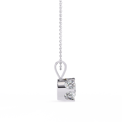 2.10 CT Round Lab-Grown Diamond Heart Bail Solitaire Pendant Necklace in 14K Gold & Platinum