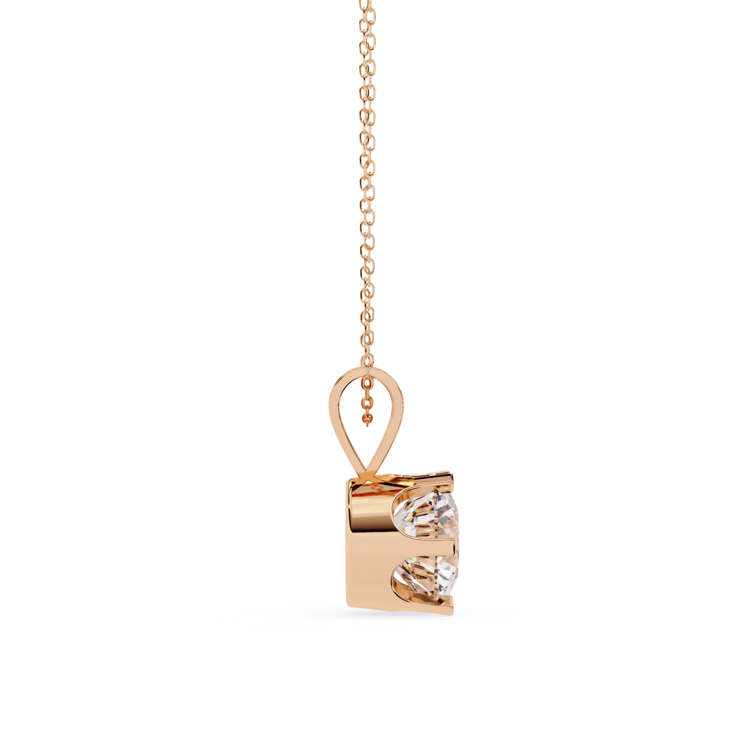 2.10 CT Round Lab-Grown Diamond Heart Bail Solitaire Pendant Necklace in 14K Gold & Platinum