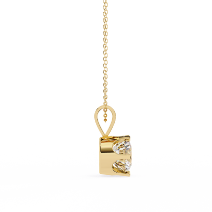 2.10 CT Round Lab-Grown Diamond Heart Bail Solitaire Pendant Necklace in 14K Gold & Platinum