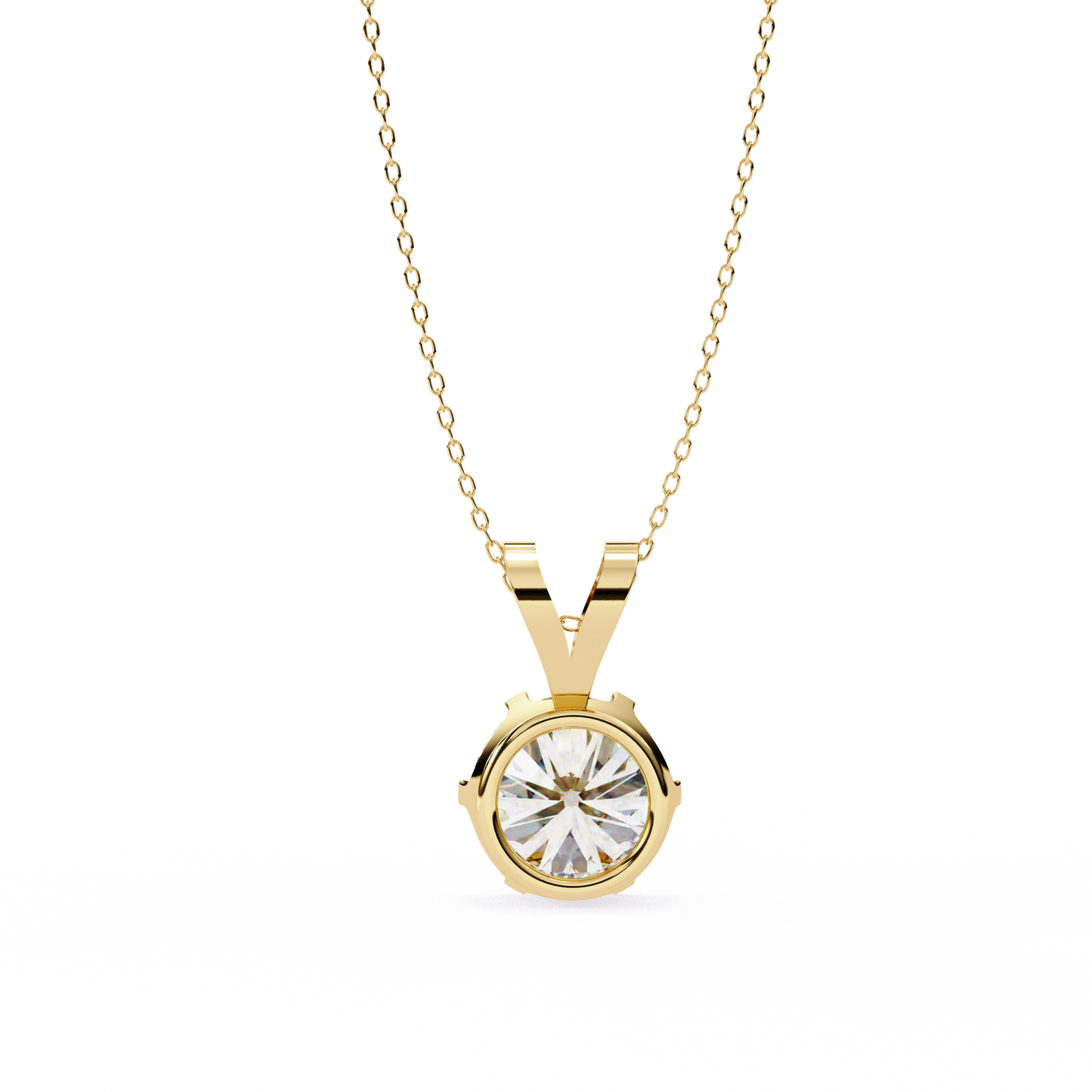 2.10 CT Round Lab-Grown Diamond Heart Bail Solitaire Pendant Necklace in 14K Gold & Platinum