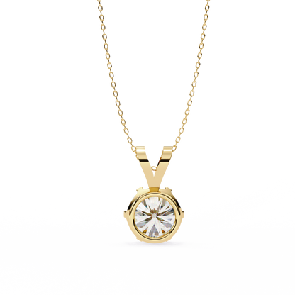 2.10 CT Round Lab-Grown Diamond Heart Bail Solitaire Pendant Necklace in 14K Gold & Platinum