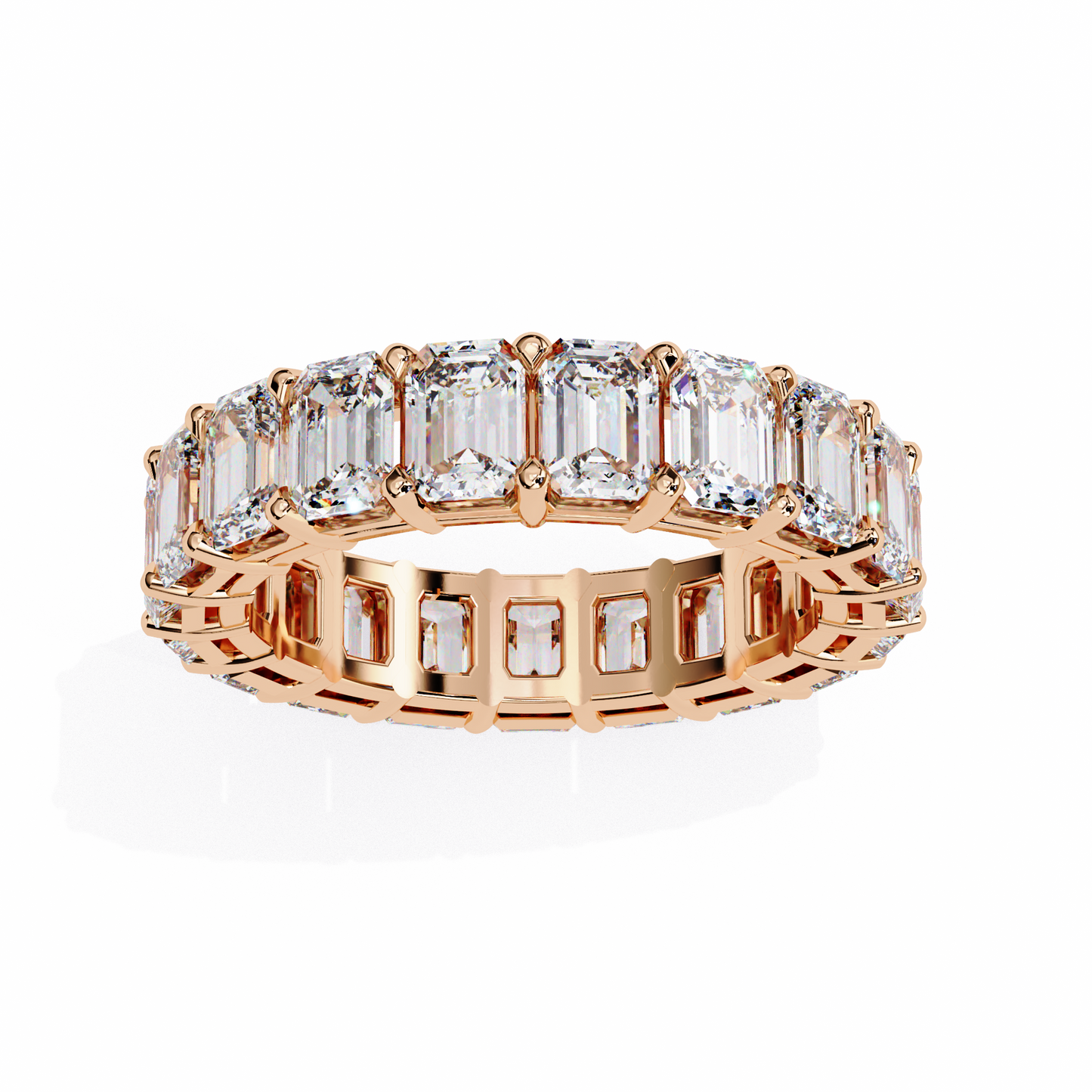 4.88 CTW Emerald-Cut Lab-Grown Diamond Full Eternity Band 14K Gold