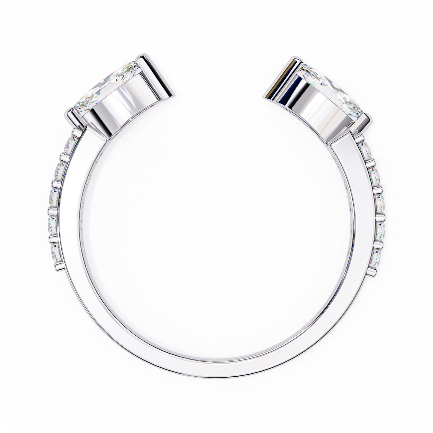Lab Grown Diamond Marquise Cut Open Bypass Ring In 14K Gold 0.47 CTW