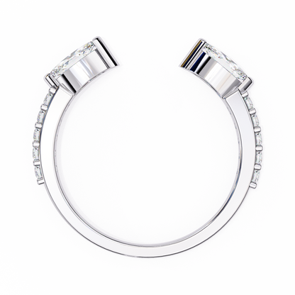 Lab Grown Diamond Marquise Cut Open Bypass Ring In 14K Gold 0.47 CTW