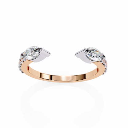 Lab Grown Diamond Marquise Cut Open Bypass Ring In 14K Gold 0.47 CTW