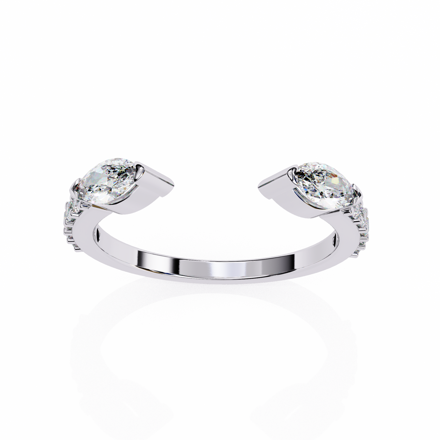 Lab Grown Diamond Marquise Cut Open Bypass Ring In 14K Gold 0.47 CTW