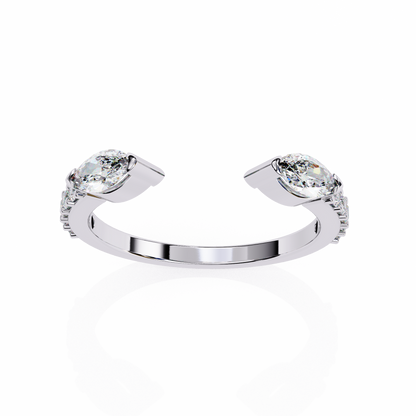 Lab Grown Diamond Marquise Cut Open Bypass Ring In 14K Gold 0.47 CTW