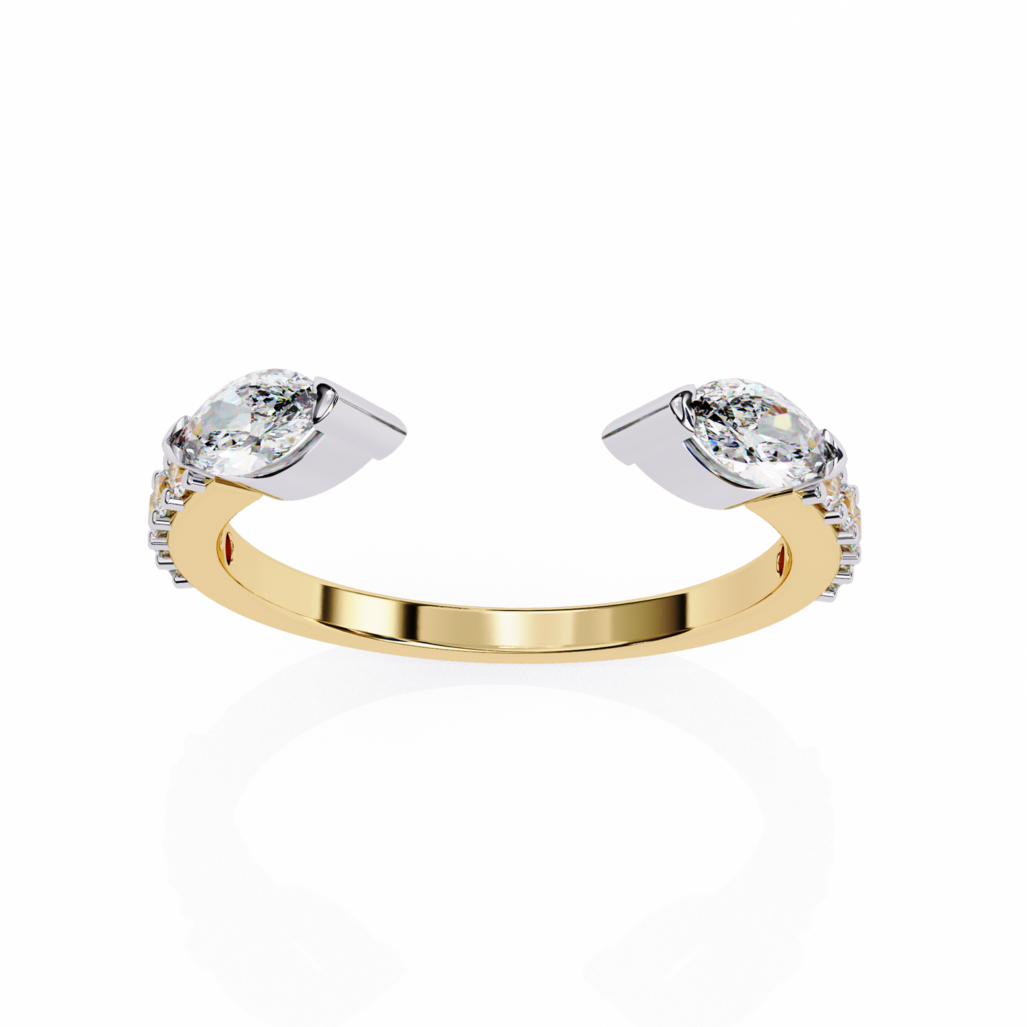 Lab Grown Diamond Marquise Cut Open Bypass Ring In 14K Gold 0.47 CTW