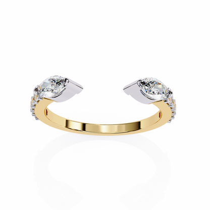 Lab Grown Diamond Marquise Cut Open Bypass Ring In 14K Gold 0.47 CTW