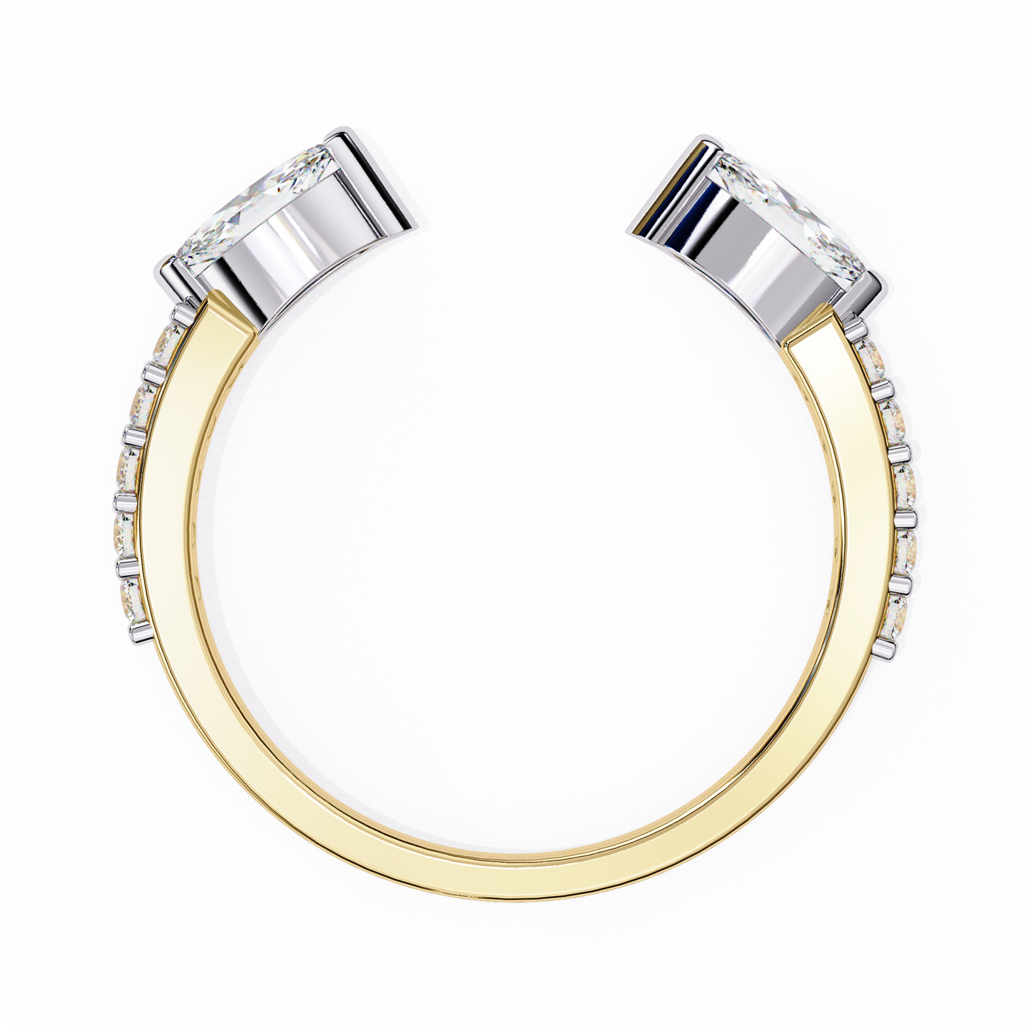 Lab Grown Diamond Marquise Cut Open Bypass Ring In 14K Gold 0.47 CTW