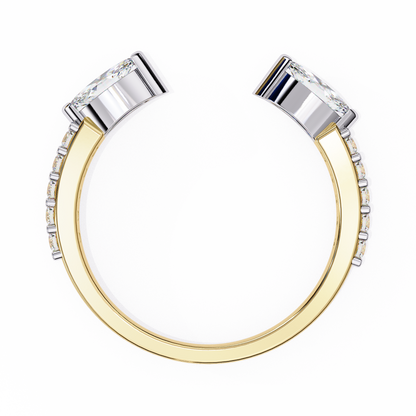 Lab Grown Diamond Marquise Cut Open Bypass Ring In 14K Gold 0.47 CTW