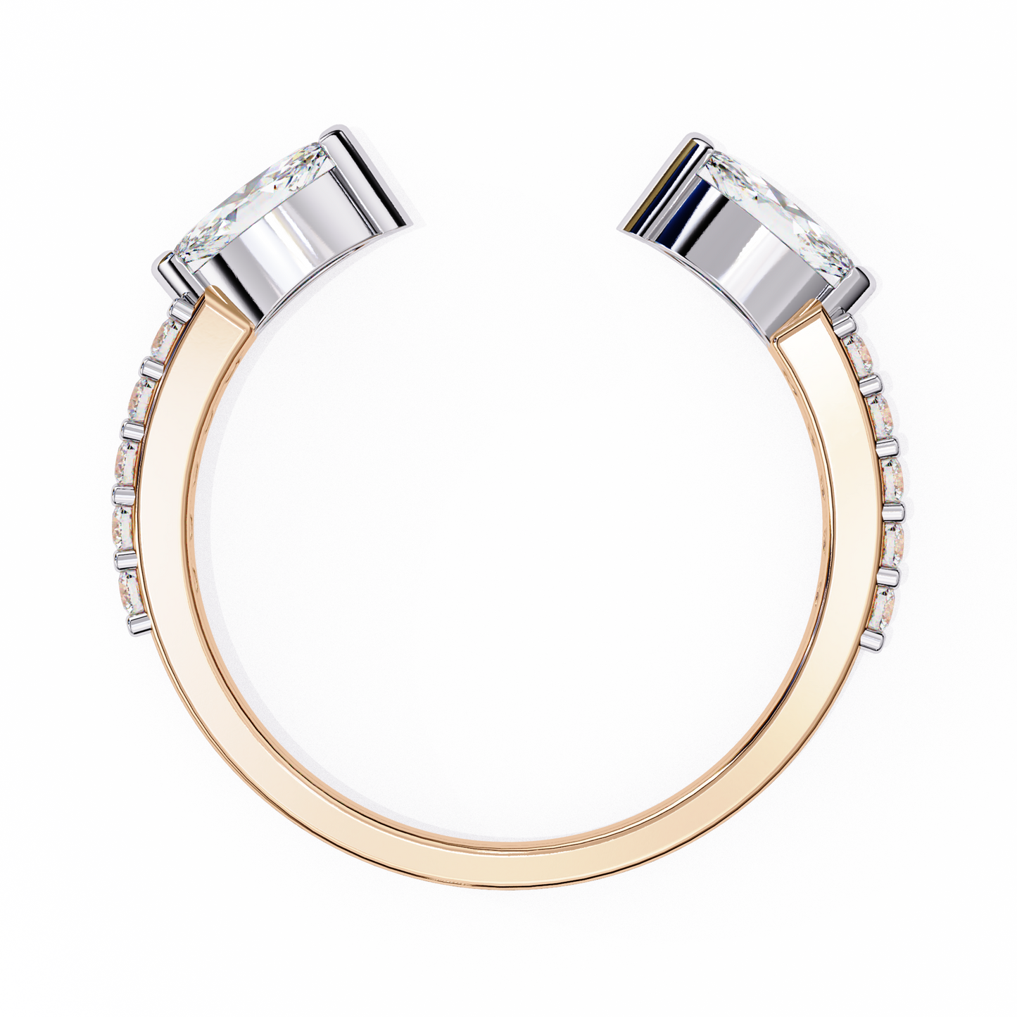 Lab Grown Diamond Marquise Cut Open Bypass Ring In 14K Gold 0.47 CTW