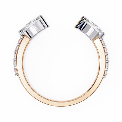 Lab Grown Diamond Marquise Cut Open Bypass Ring In 14K Gold 0.47 CTW