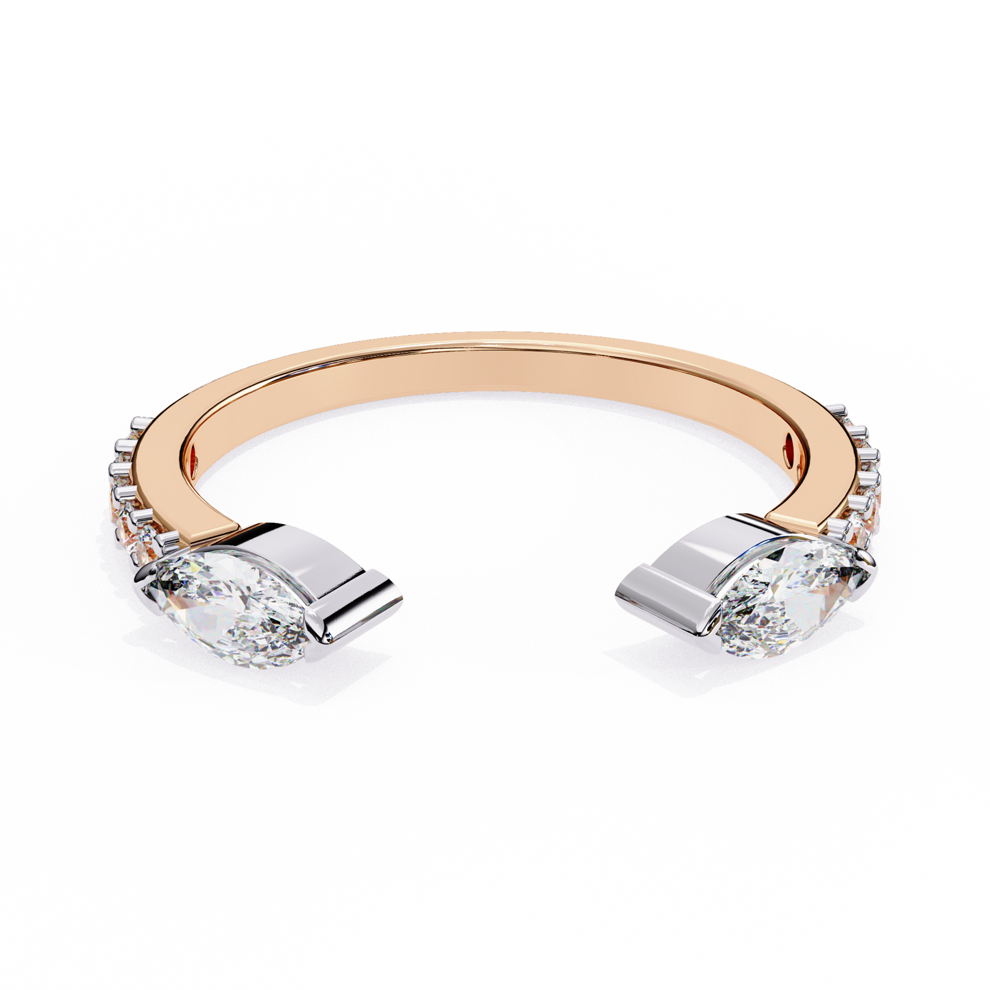 Lab Grown Diamond Marquise Cut Open Bypass Ring In 14K Gold 0.47 CTW