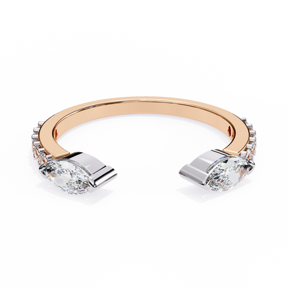 Lab Grown Diamond Marquise Cut Open Bypass Ring In 14K Gold 0.47 CTW