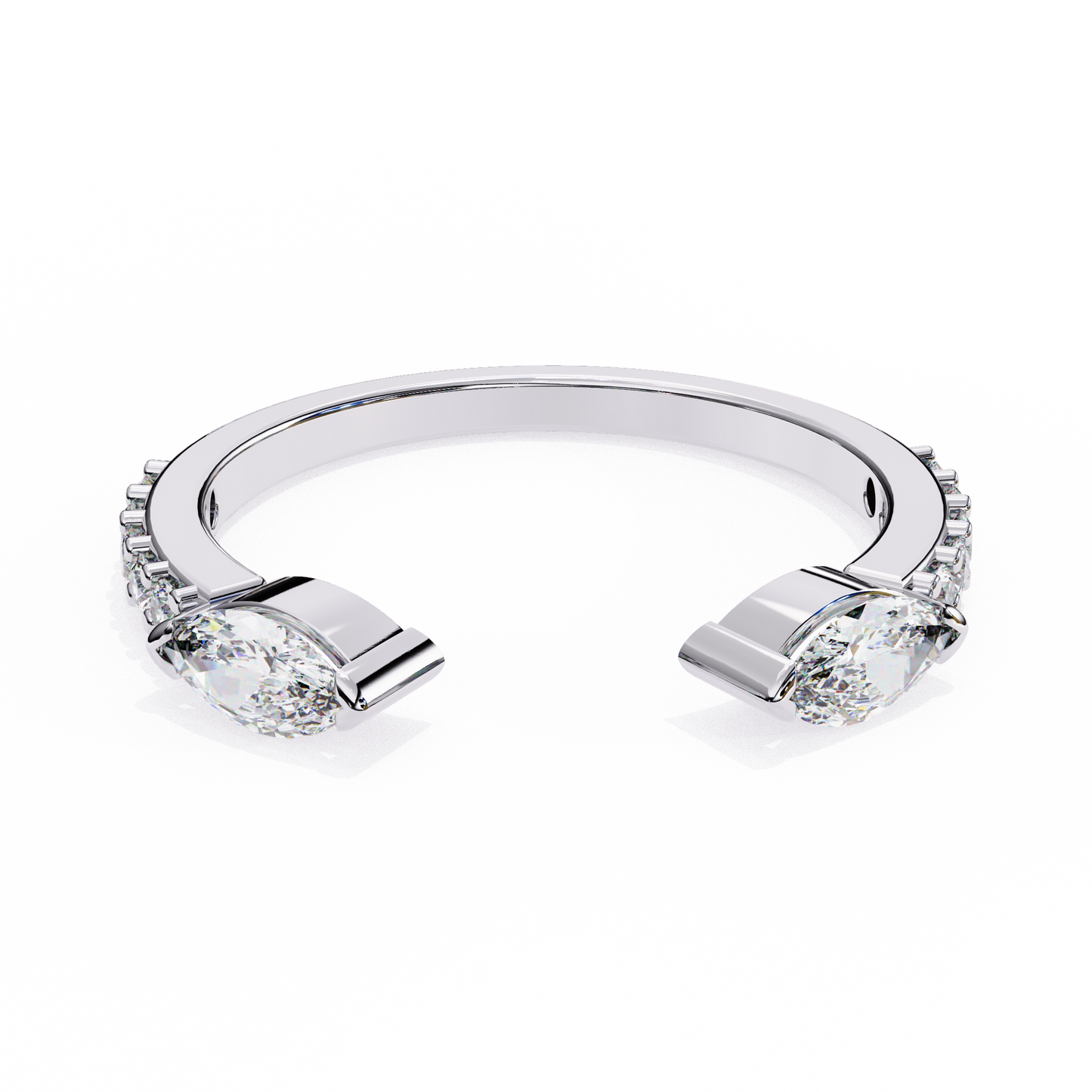 Lab Grown Diamond Marquise Cut Open Bypass Ring In 14K Gold 0.47 CTW