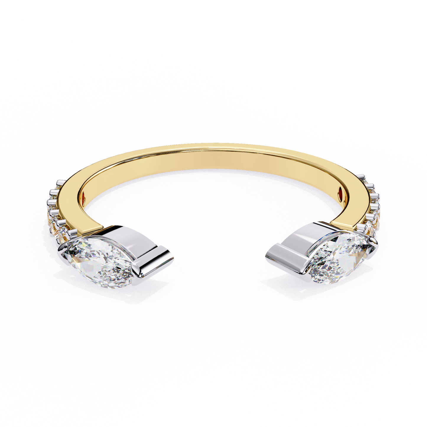 Lab Grown Diamond Marquise Cut Open Bypass Ring In 14K Gold 0.47 CTW