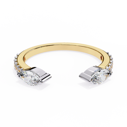 Lab Grown Diamond Marquise Cut Open Bypass Ring In 14K Gold 0.47 CTW