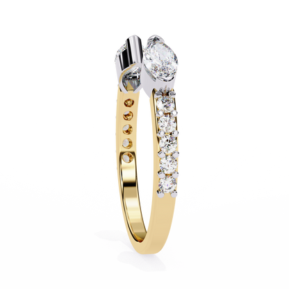 Lab Grown Diamond Marquise Cut Open Bypass Ring In 14K Gold 0.47 CTW