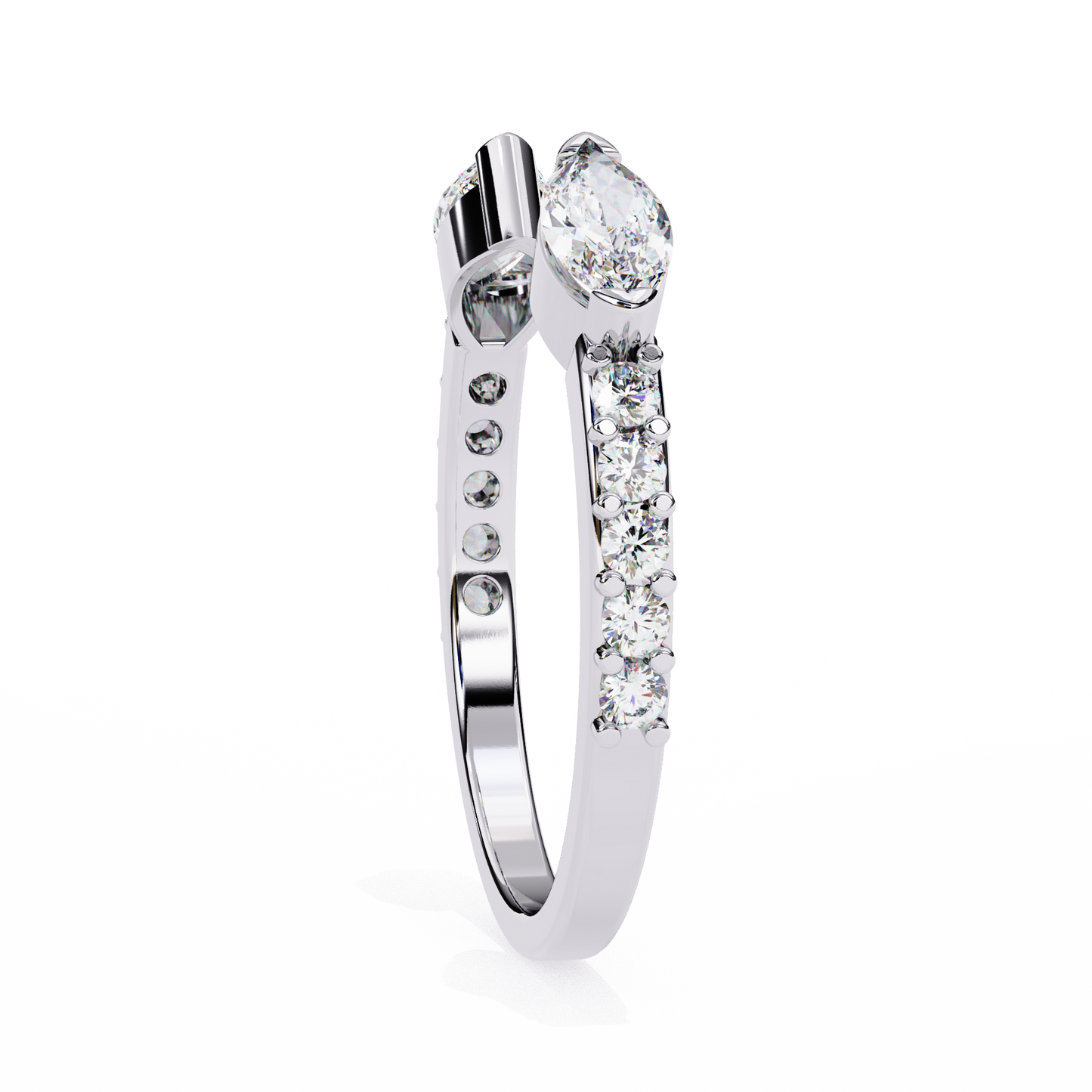 Lab Grown Diamond Marquise Cut Open Bypass Ring In 14K Gold 0.47 CTW