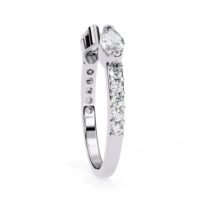 Lab Grown Diamond Marquise Cut Open Bypass Ring In 14K Gold 0.47 CTW