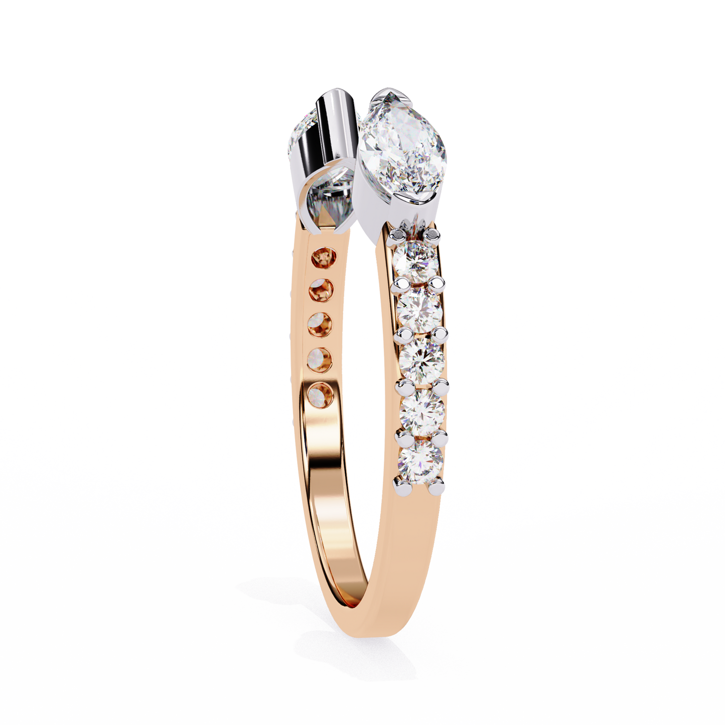 Lab Grown Diamond Marquise Cut Open Bypass Ring In 14K Gold 0.47 CTW