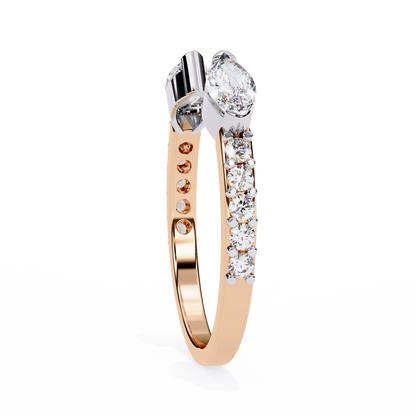 Lab Grown Diamond Marquise Cut Open Bypass Ring In 14K Gold 0.47 CTW