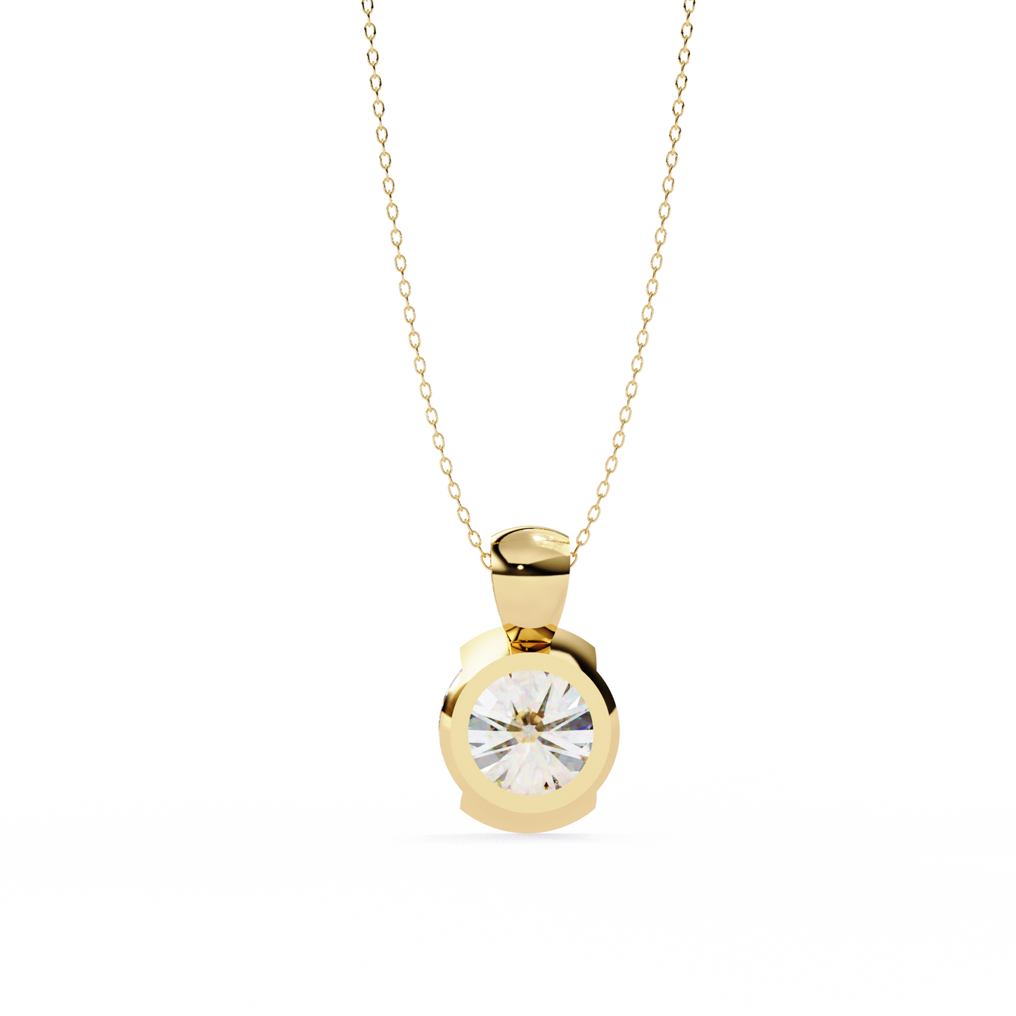 2.20 CT Round Lab-Grown Diamond Partial-Bezel Solitaire Pendant Necklace in 14K Gold & Platinum