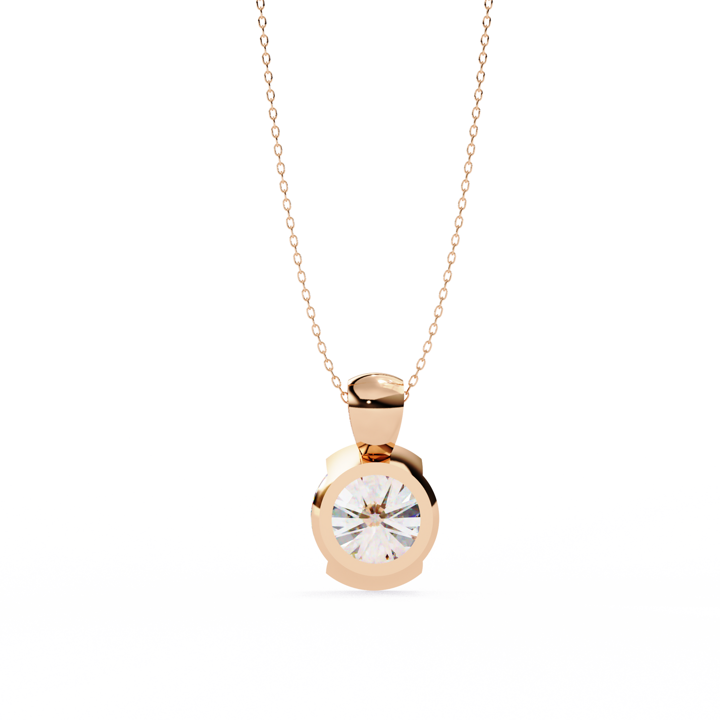 2.20 CT Round Lab-Grown Diamond Partial-Bezel Solitaire Pendant Necklace in 14K Gold & Platinum