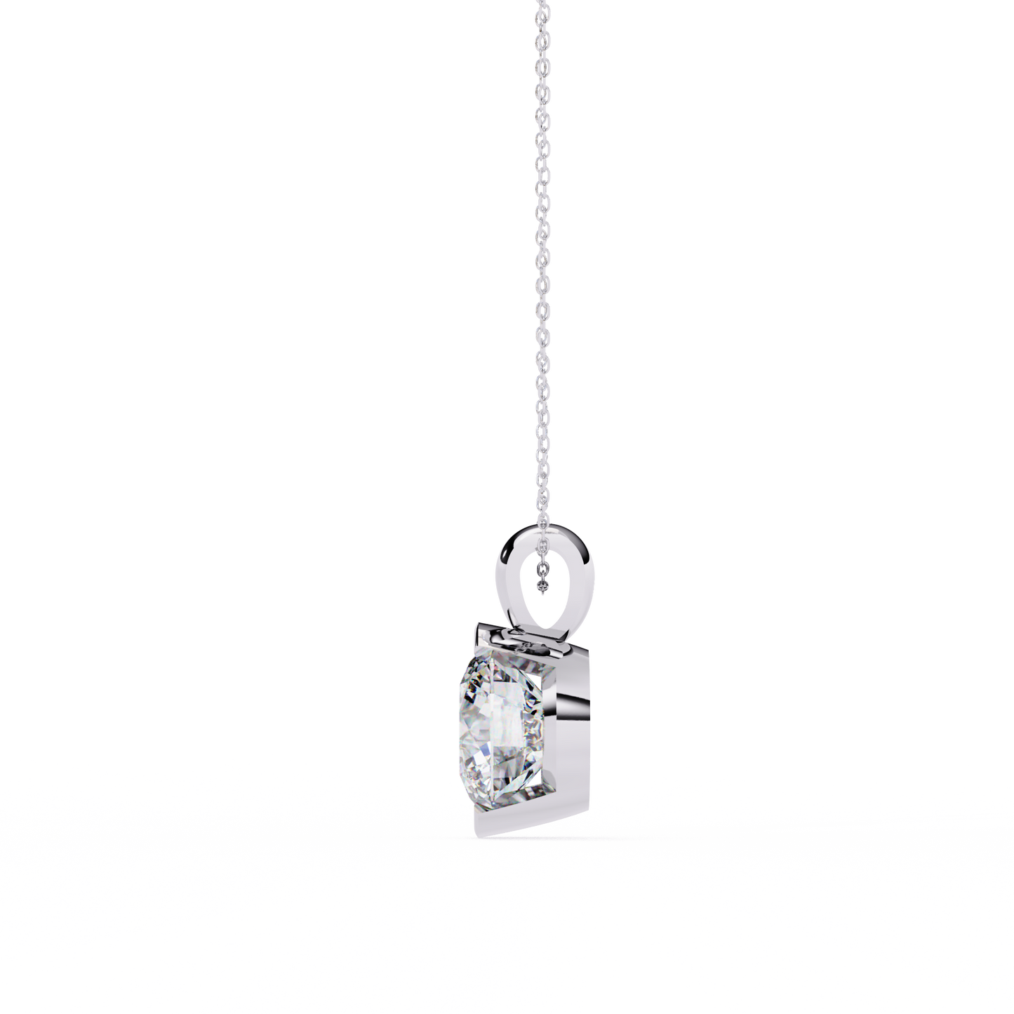 2.20 CT Round Lab-Grown Diamond Partial-Bezel Solitaire Pendant Necklace in 14K Gold & Platinum