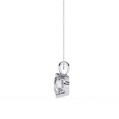 2.20 CT Round Lab-Grown Diamond Partial-Bezel Solitaire Pendant Necklace in 14K Gold & Platinum