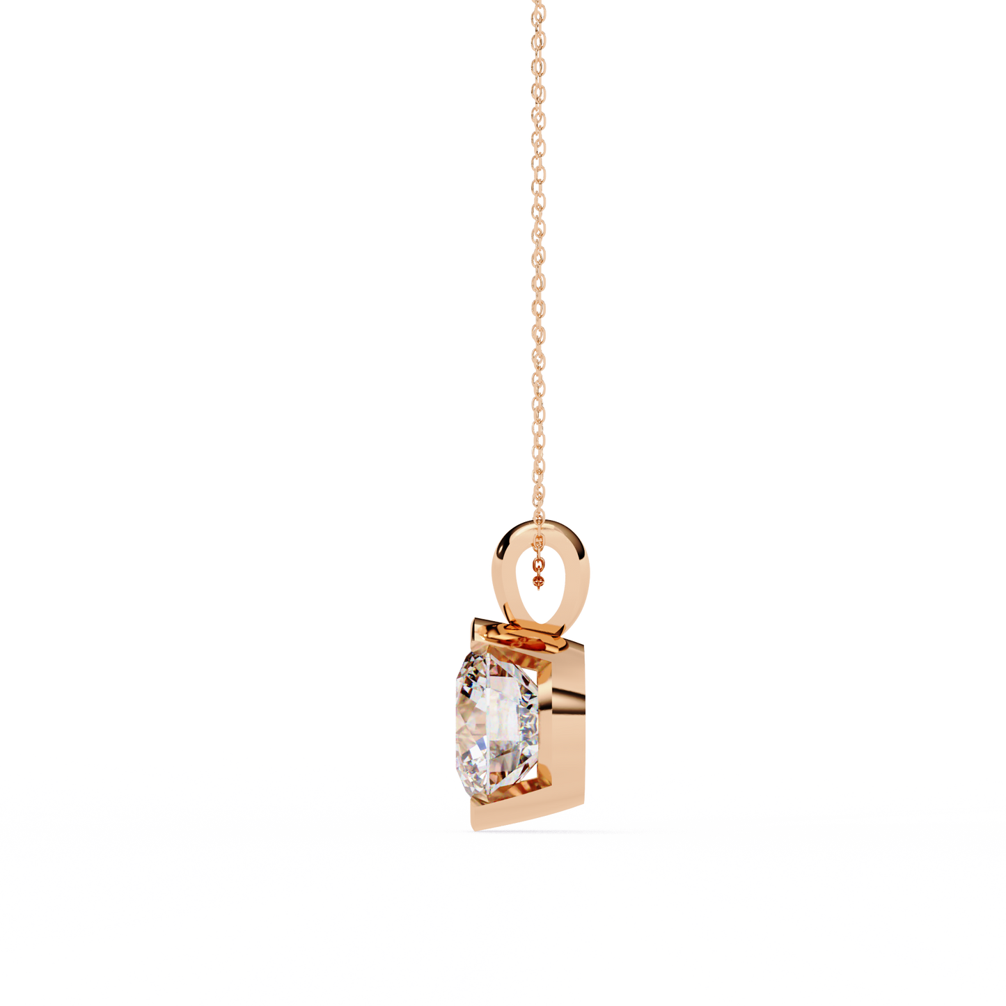 2.20 CT Round Lab-Grown Diamond Partial-Bezel Solitaire Pendant Necklace in 14K Gold & Platinum
